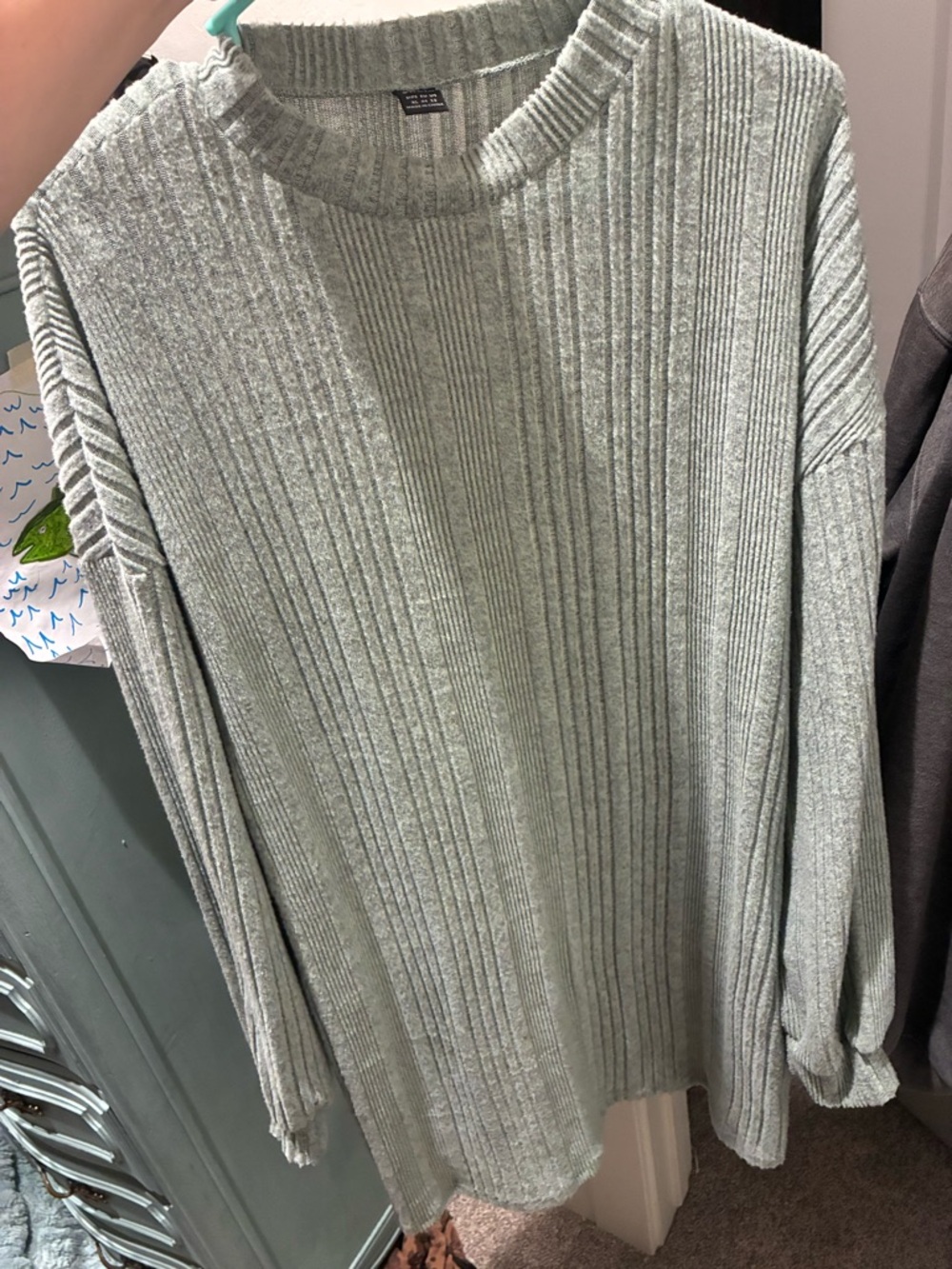 SHEIN Sage Green Ribbed Midi Dress